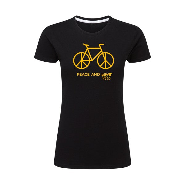 Peace and vélo jaune Or |T shirt original femme|SG