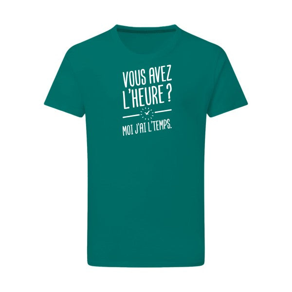 Vous avez l'heure? Moi j'ai l'temps. - Flex Blanc Tshirt original Emerald Green  2XL