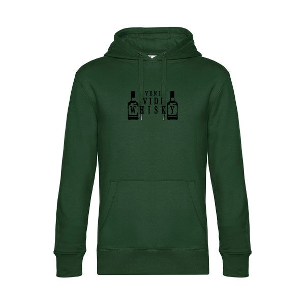 VENI-VIDI-WHISKY sweat shirt original Bottle Green flex Noir impression Face