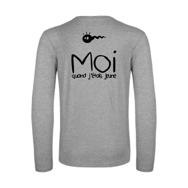 moi quand j etais jeune - t shirt- manches- longues- original- humour- Sport Grey impression Dos
