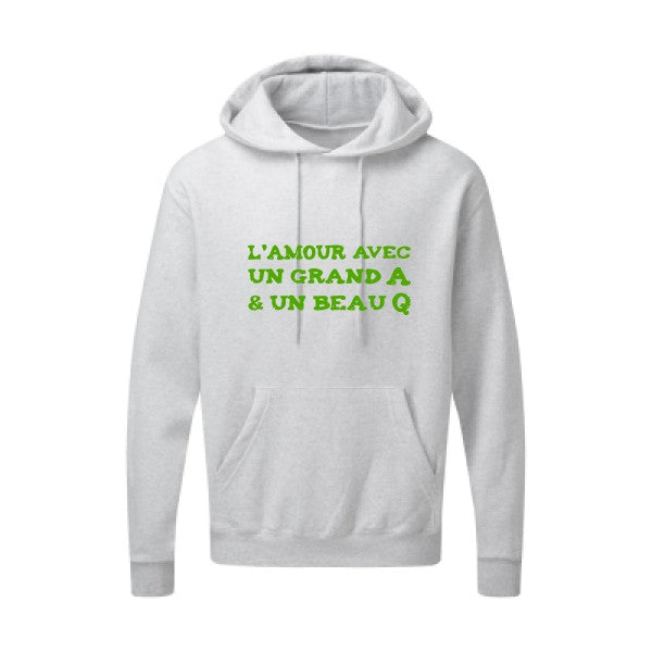 L'Amour avec un grand A et un beau Q |Sweat capuche imprimé|Vert pomme