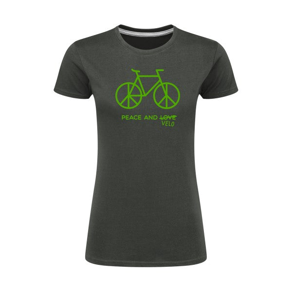 Peace and vélo Vert pomme |T shirt original femme|SG