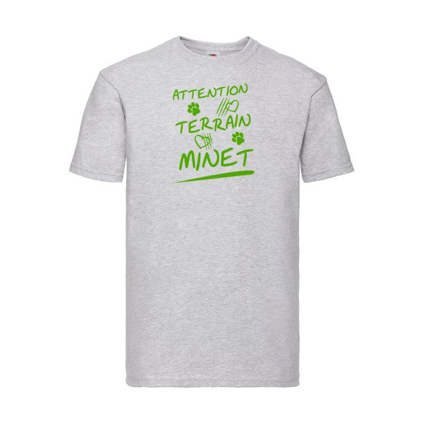 T-shirt|Attention Terrain Minet |Vert pomme|Fruit of the loom 205  G