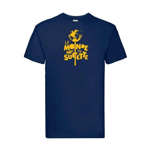 T-shirt|Le Monde part en Sucette |flex jaune Or| Fruit of the loom 205 g 