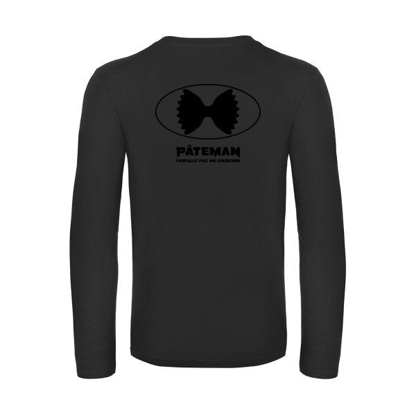 pateman - t shirt- manches- longues- original- humour- Black impression Dos