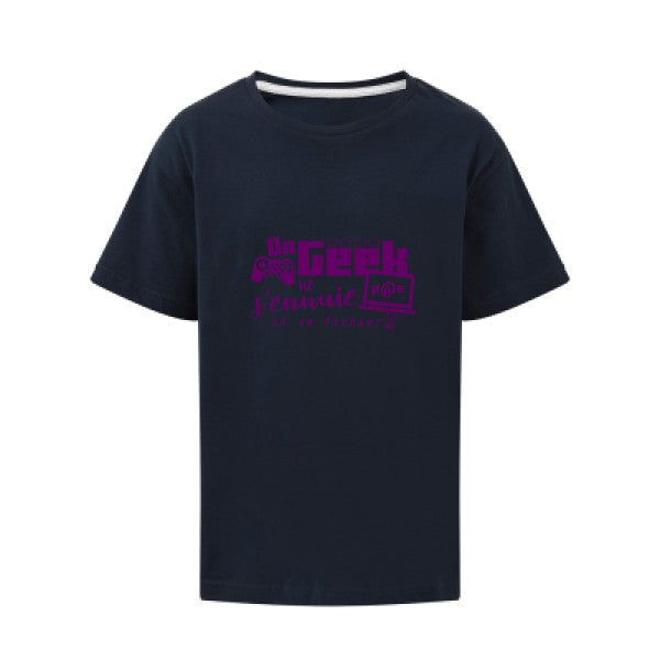 Un geek ne s'ennuie pas Flex Violet SG - Kids T-shirt enfant Navy Taille 140 (9-10/XL)