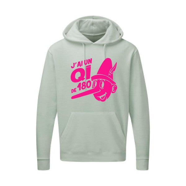 Quotient intellectuel |Sweat  capuche humoristique Rose fluo 