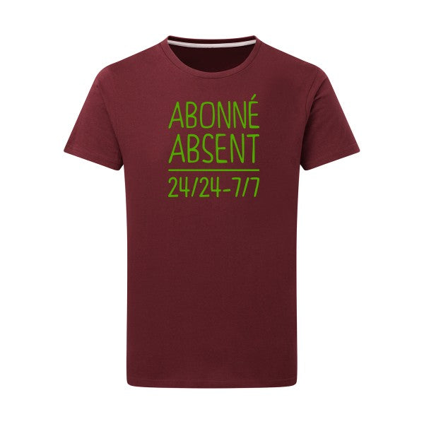 Abonné absent vert pomme -Flex vert pomme sur T-shirt SG  Burgundy  2XL