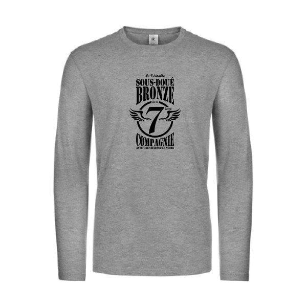 7eme compagnie crew - t shirt- manches- longues- original- humour- Sport Grey impression Face