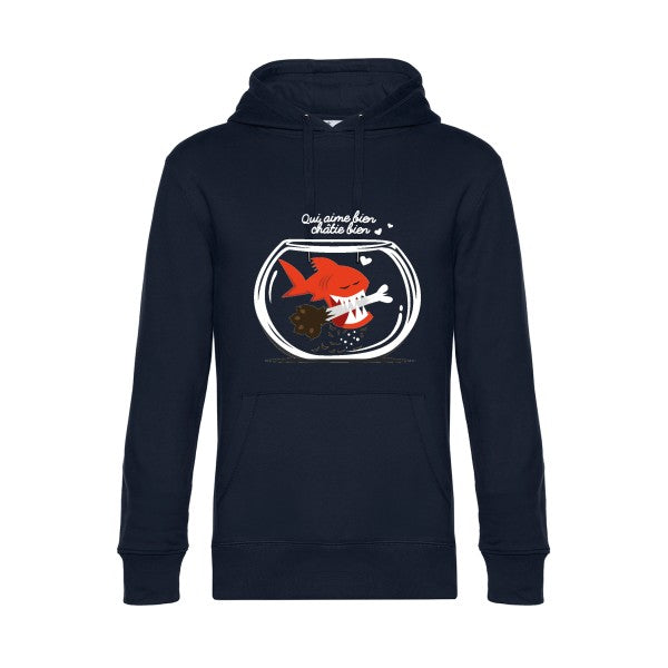 Qui-aime-bien-chatie-bien- Sweat à capuche original Navy Blue - RueDuTeeshirt