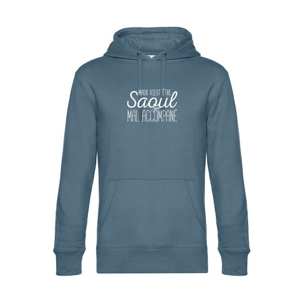 Maux-vieut-etre-Saoul sweat shirt original nordic blue flex Blanc impression Face