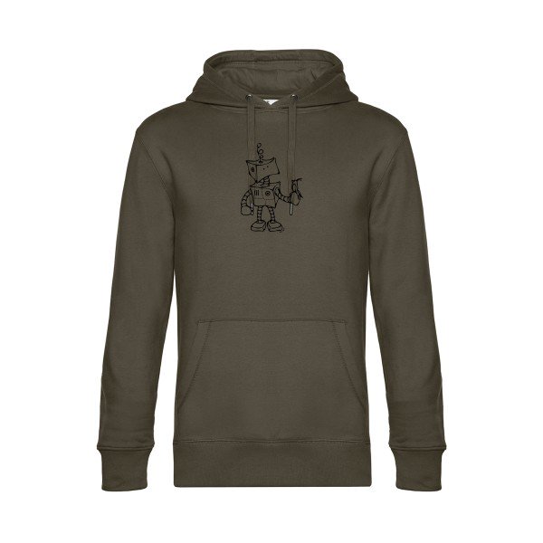Robot-&-Bird sweat shirt original Khaki flex Noir impression Face