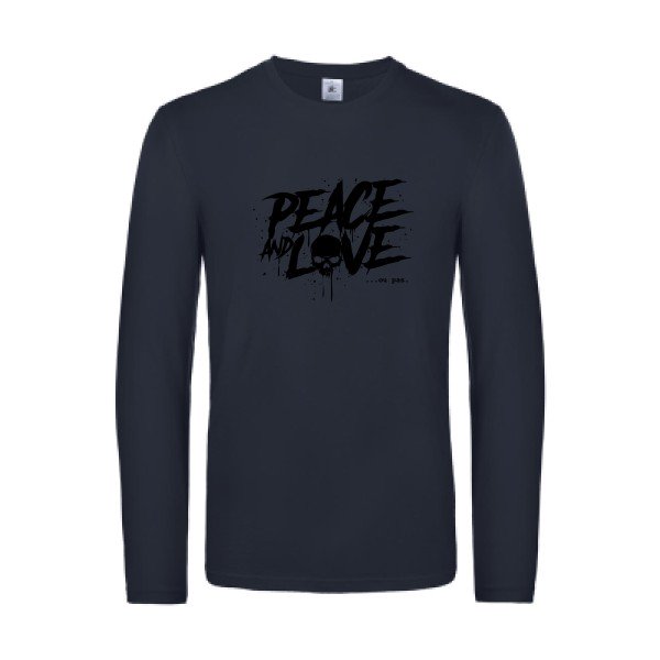 peace or no peace - t shirt- manches- longues- original- humour- Navy impression Face