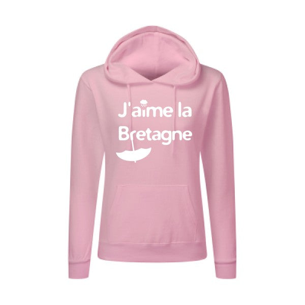 J'aime la Bretagne Blanc |Sweat original à capuche Femme