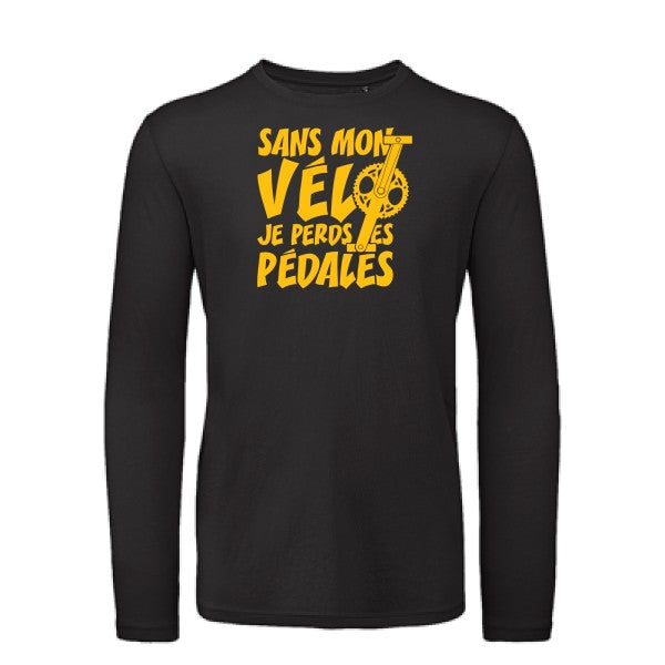 Sans mon vélo, je perds les pédales ! jaune Or |T shirt bio homme rigolo manches longues