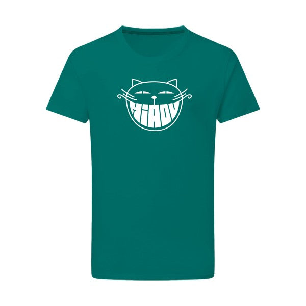 The smiling cat -Flex noir sur T-shirt SG  Emerald Green  2XL