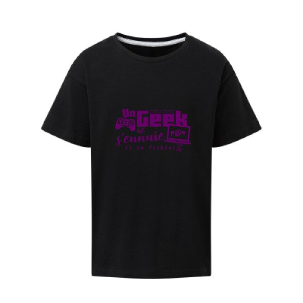 Un geek ne s'ennuie pas Flex Violet SG - Kids T-shirt enfant Dark Black Taille 152 (11-12/2XL)