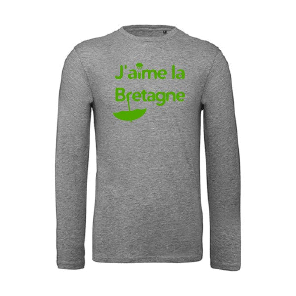 J'aime la Bretagne Vert pomme |T-shirt bio manches longues