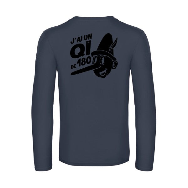 quotient intellectuel - t shirt- manches- longues- original- humour- Navy impression Dos