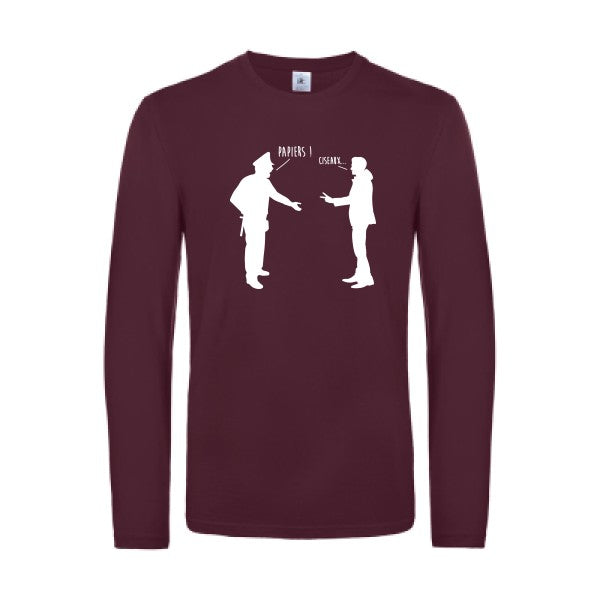 chifoumi - t shirt- manches- longues- original- humour- Burgundy impression Face