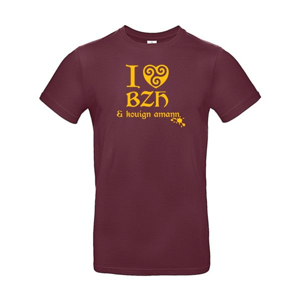 Love BZH & kouignFlex jaune or- T-shirt E190|Burgundy||2XL