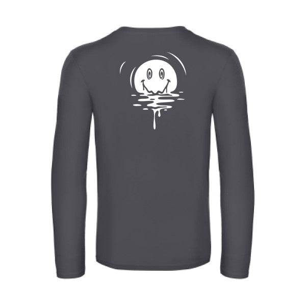 sun smile - t shirt- manches- longues- original- humour- Dark Grey impression Dos