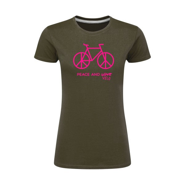 Peace and vélo Rose Fluo |T shirt original femme|SG