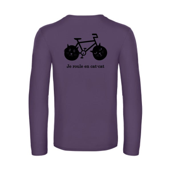 cat cat bike - t shirt- manches- longues- original- humour- Urban Purple impression Dos
