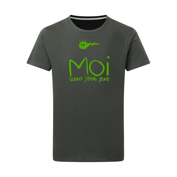 Moi, quand j'étais jeune vert pomme -Flex vert pomme sur T-shirt SG  Charcoal  5XL