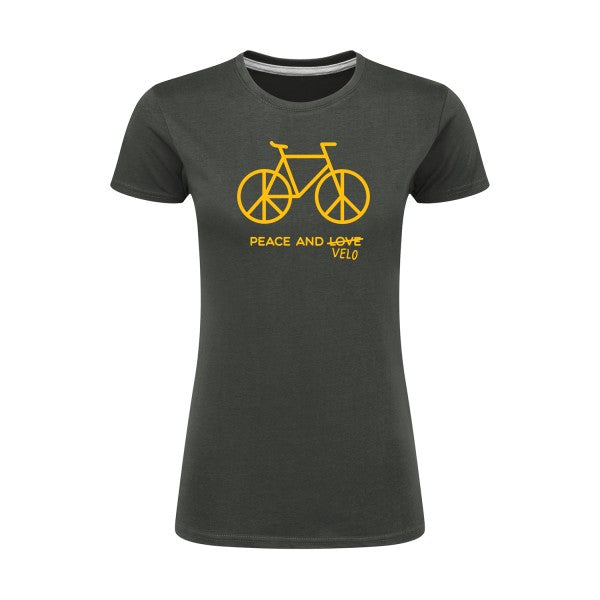 Peace and vélo jaune Or |T shirt original femme|SG