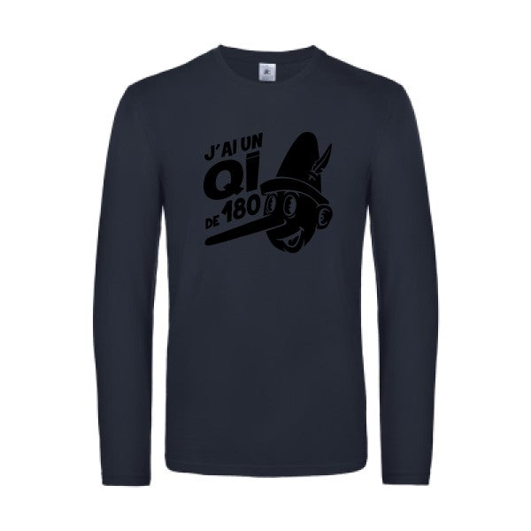 quotient intellectuel - t shirt- manches- longues- original- humour- Navy impression Face