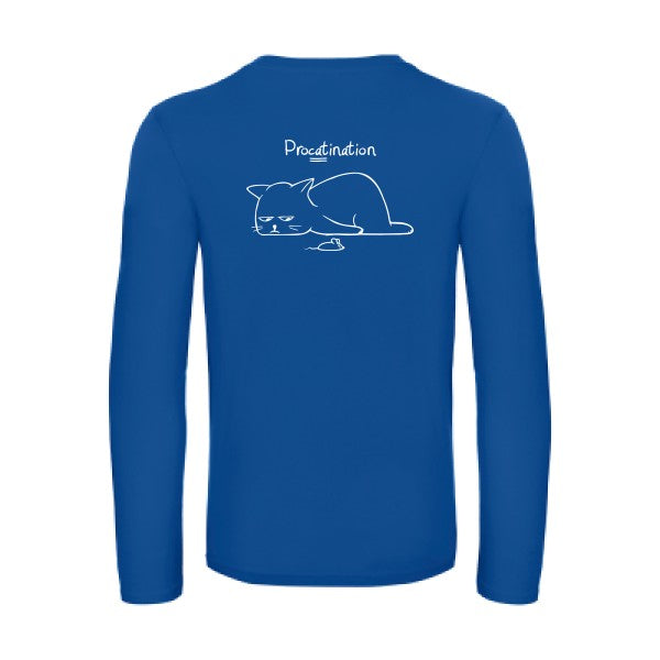 procatination - t shirt- manches- longues- original- humour- Royal Blue impression Dos