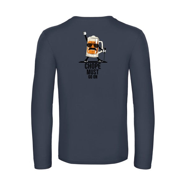 chope-must-go-on-t-shirt-manches-longues-original-humour -Navy