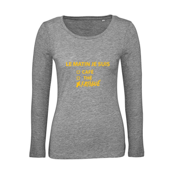 Le matin je suis... jaune Or |   T shirt manches longues femme|100% bio