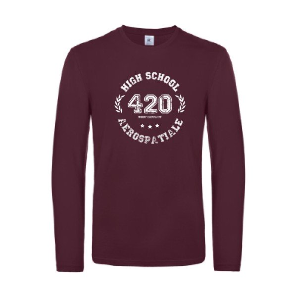 very high school - t shirt- manches- longues- original- humour- Burgundy impression Face
