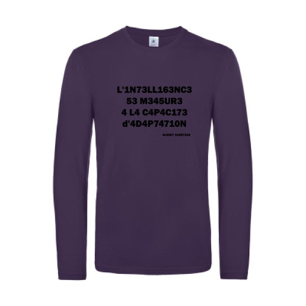 l -intelligence - t shirt- manches- longues- original- humour- Urban Purple impression Face
