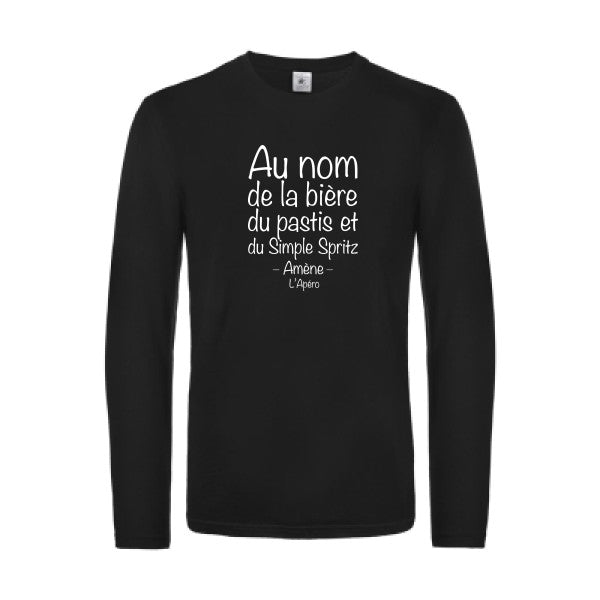 priere de l apero - t shirt- manches- longues- original- humour- Black impression Face
