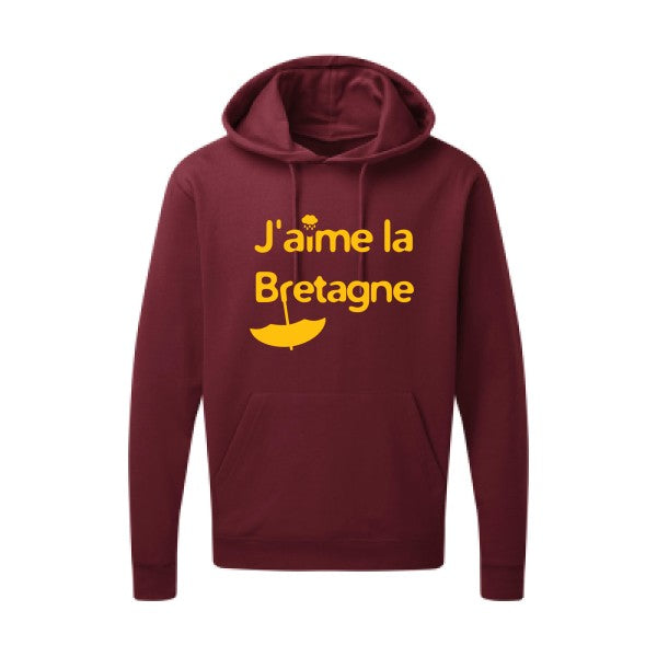 J'aime la Bretagne |Sweat  capuche humoristique jaune Or 