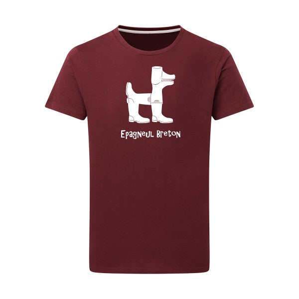 Epagneul breton Blanc -Flex Blanc sur T-shirt SG  Burgundy  2XL