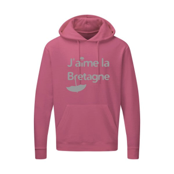 J'aime la Bretagne |Sweat  capuche humoristique Gris 