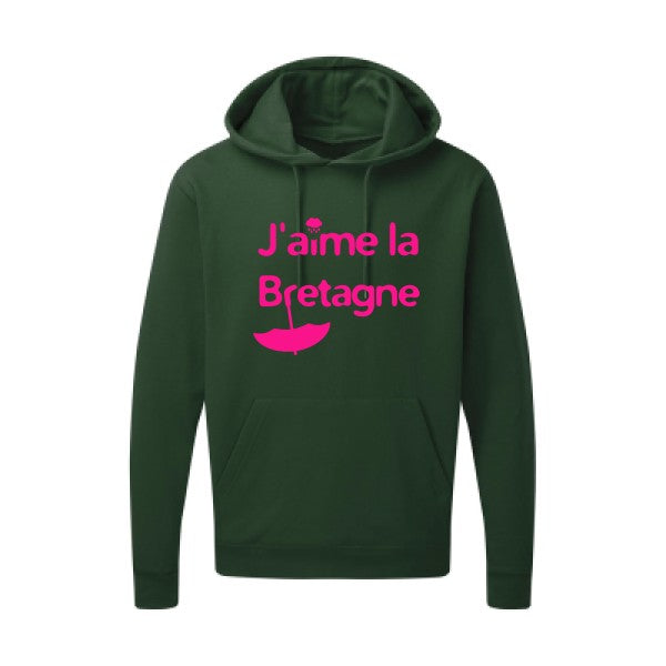 J'aime la Bretagne |Sweat  capuche humoristique Rose fluo 