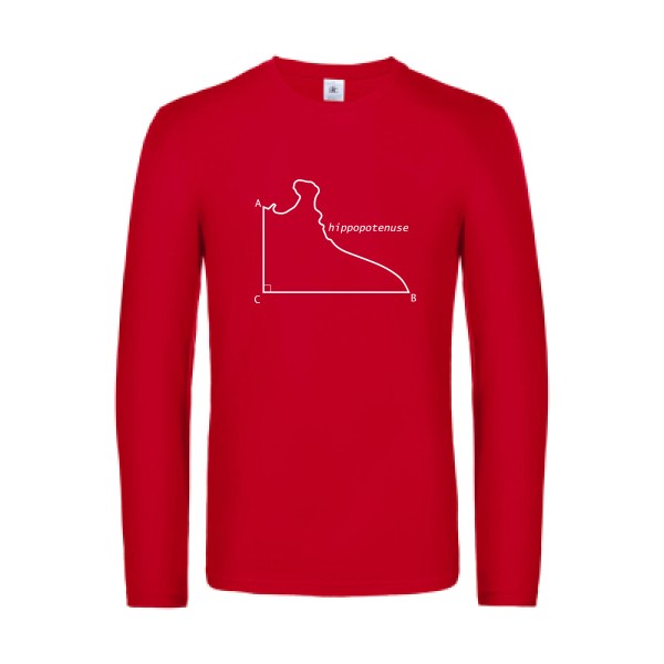 hippopotenuse - t shirt- manches- longues- original- humour- Red impression Face