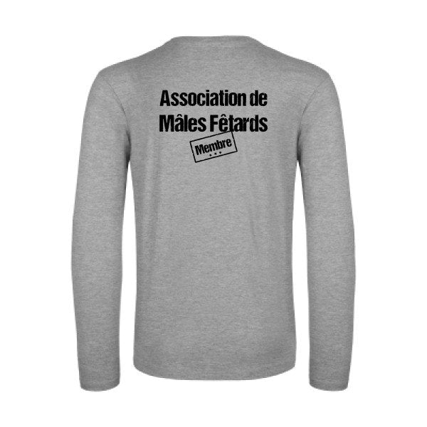 association de males fetards - t shirt- manches- longues- original- humour- Sport Grey impression Dos