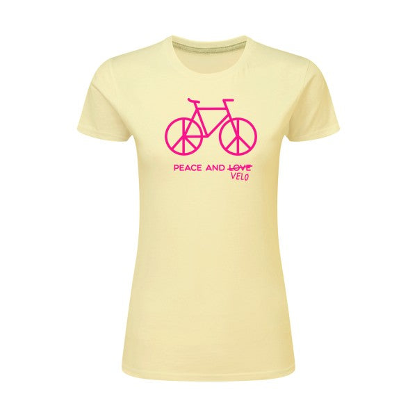 Peace and vélo Rose Fluo |T shirt original femme|SG