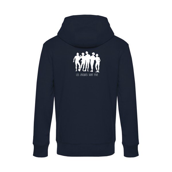 Les-Jacques-sont-Five sweat shirt original Navy Blue flex Blanc impression Dos