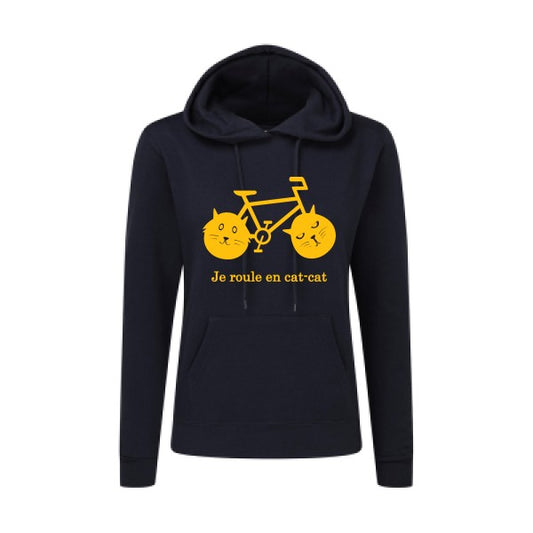 cat-cat bike jaune Or |Sweat original à capuche Femme