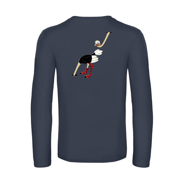 autruche-t-shirt-manches-longues-original-humour -Navy
