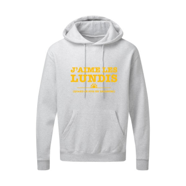 J'aime les lundis quand... jaune Or |Sweat capuche imprimé homme