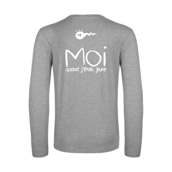 moi quand j etais jeune - t shirt- manches- longues- original- humour- Sport Grey impression Dos