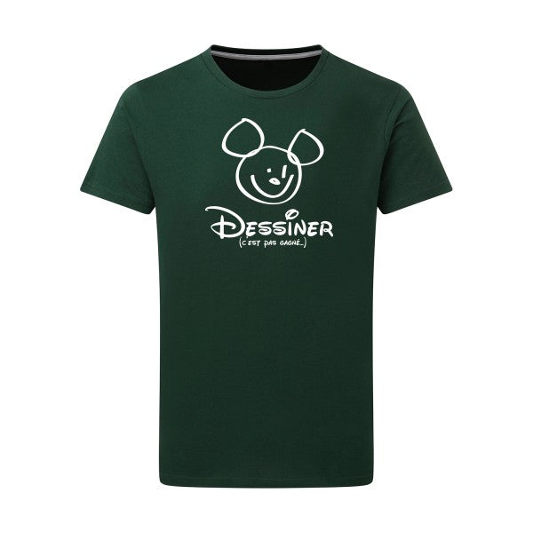 Dessiner. C'est pas gagné. Blanc -Flex Blanc sur T-shirt SG  Bottle Green  2XL